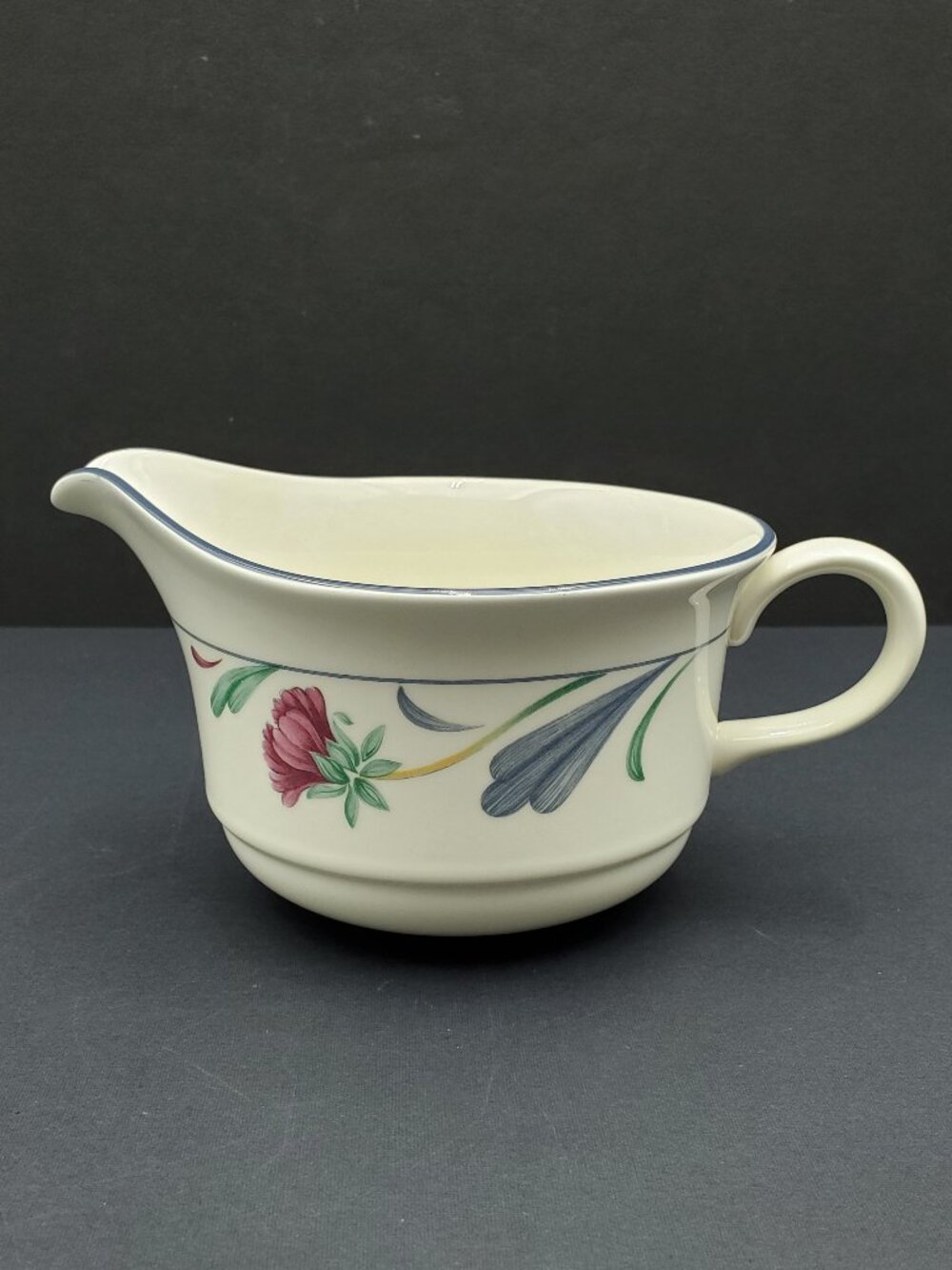 Lenox Poppies on Blue Open Sauce Boat Chinastone Gravy Boat Large Creamer